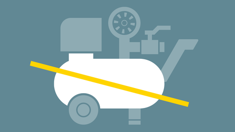 El i.Comp 3 no necesita tanque de almacenamiento de aire comprimido.